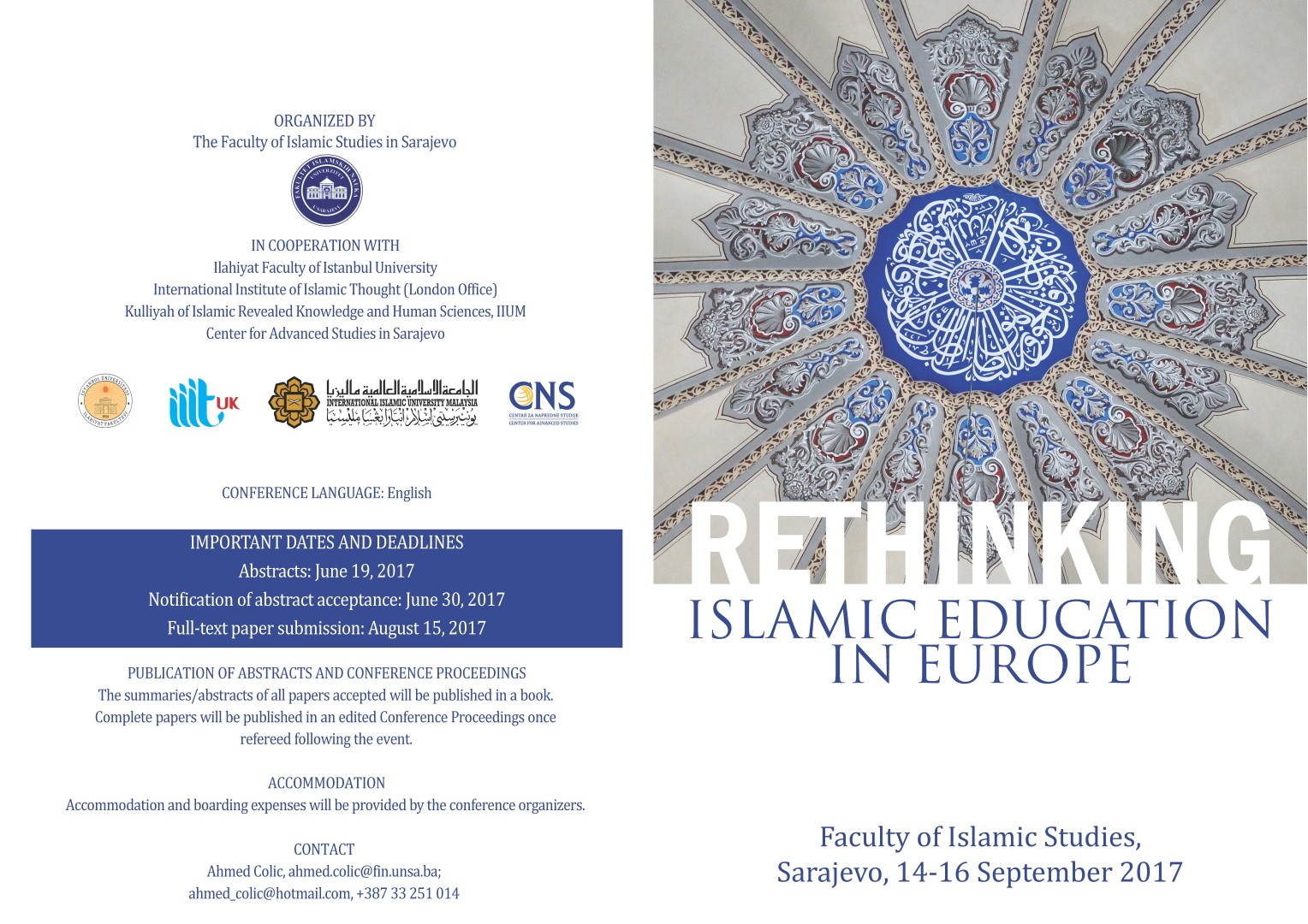 CALL for PAPERS: RETHINKING ISLAMIC EDUCATION IN EUROPE