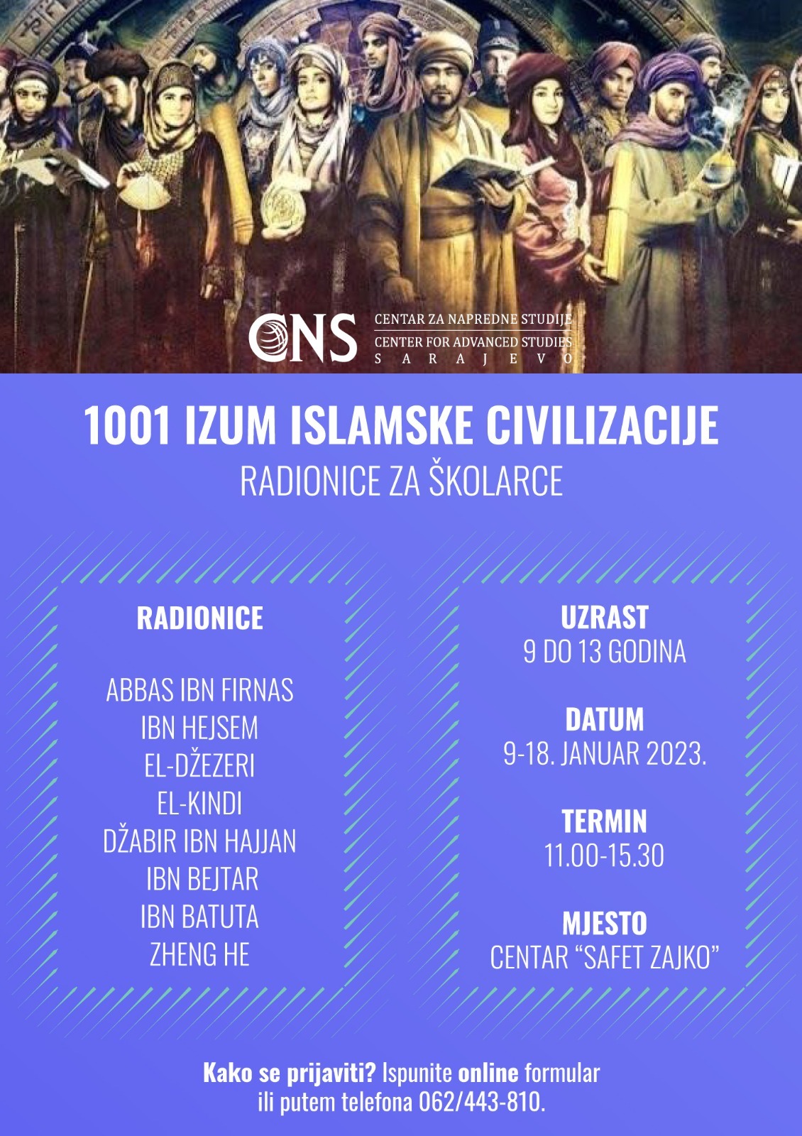 POZIV: 1001 izum islamske civilizacije – radionice za školarce